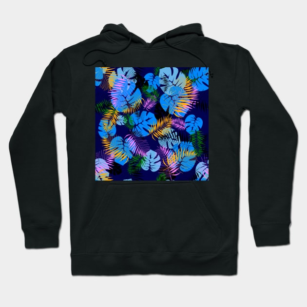 Blue hues botanical pattern Hoodie by Judinart